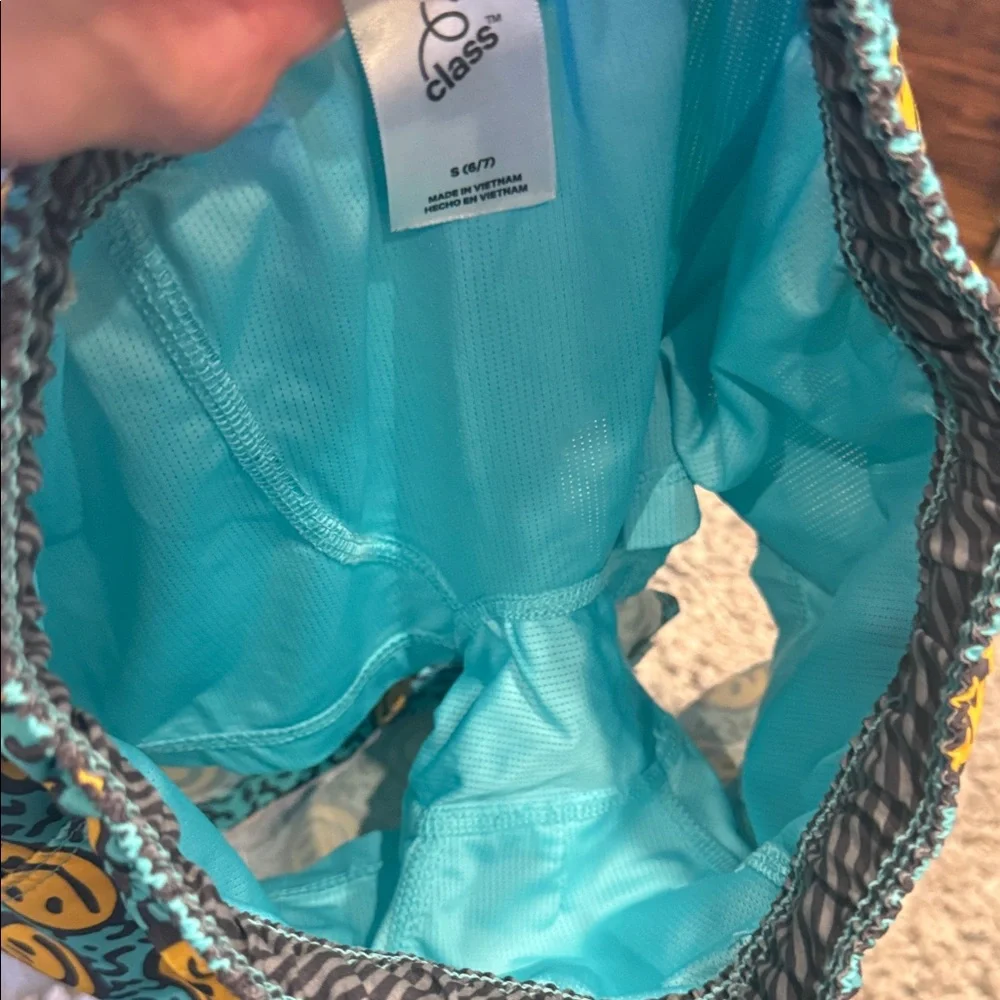 art class Turquoise Swim Trunks with Yellow Smiley Print - Picture 3 of 7